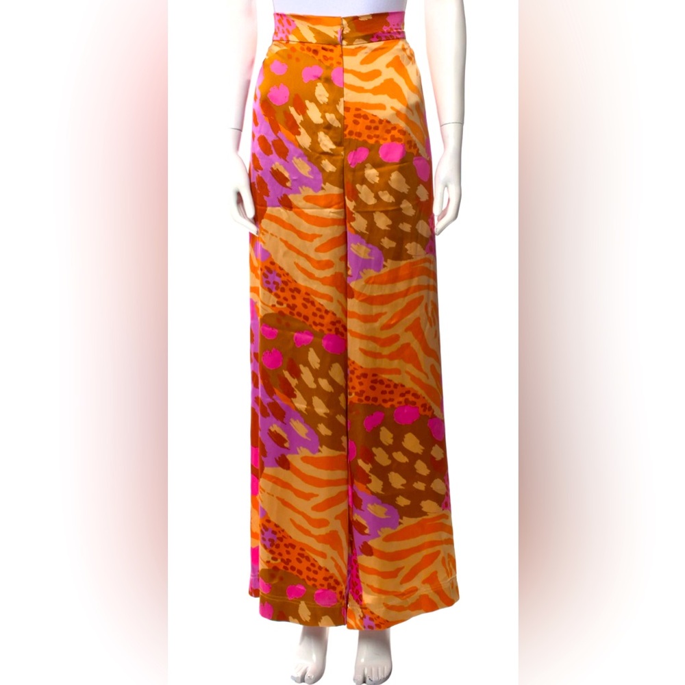Christian Lacroix Pink Purple and Orange Wide Leg Satin Pants NWT